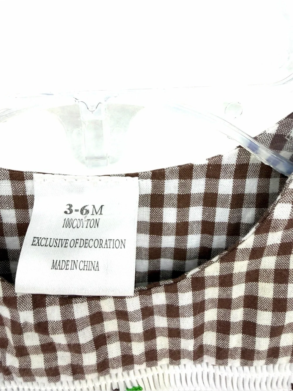 Smocked Brown Gingham Kids Overalls with Pumpkin Embroidery